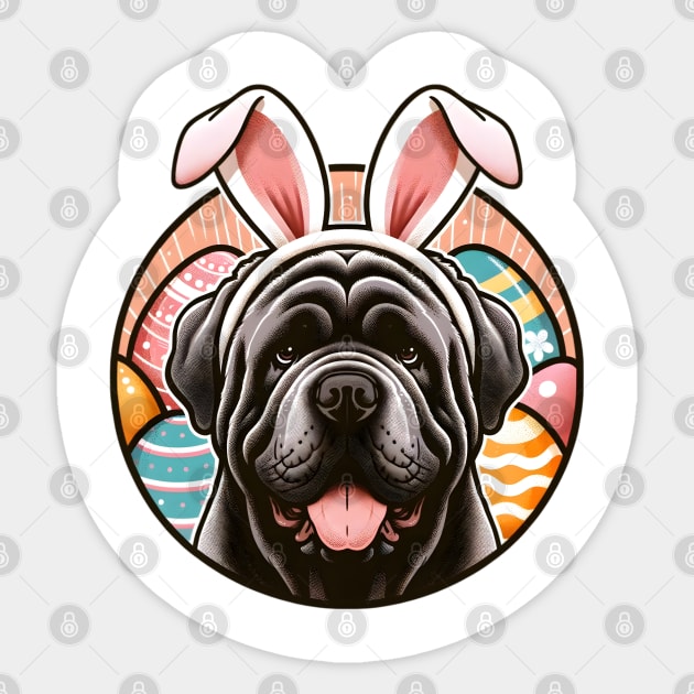 Neapolitan Mastiff's Easter Joy with Bunny Ears Sticker by ArtRUs